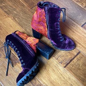 Custom Velvet Lace up boots